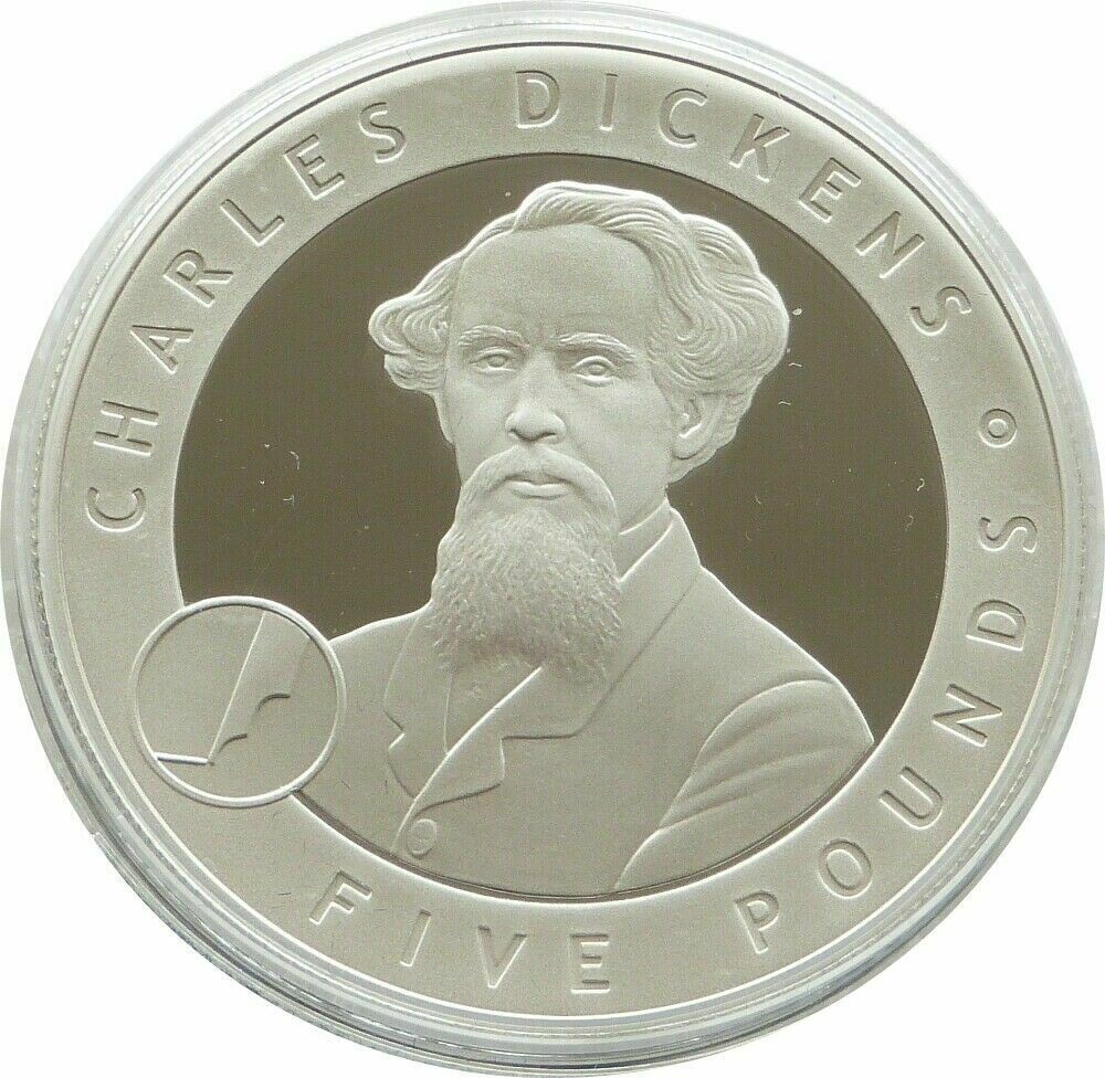 2006 Alderney Great Britons Charles Dickens £5 Silver Proof Coin