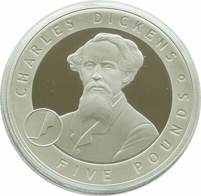 2006 Alderney Great Britons Charles Dickens £5 Silver Proof Coin