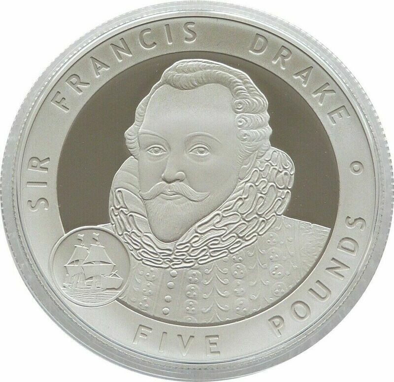 2007 Alderney Great Britons Sir Francis Drake £5 Silver Proof Coin