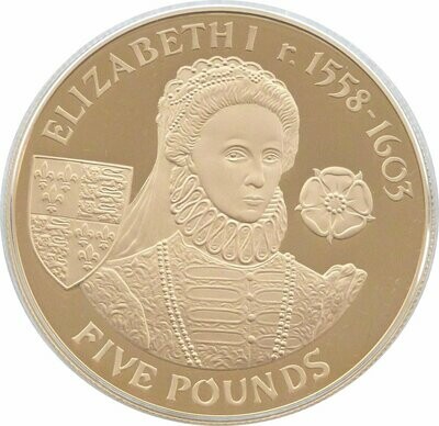 2007 Alderney Elizabeth I £5 Silver Gold Proof Coin
