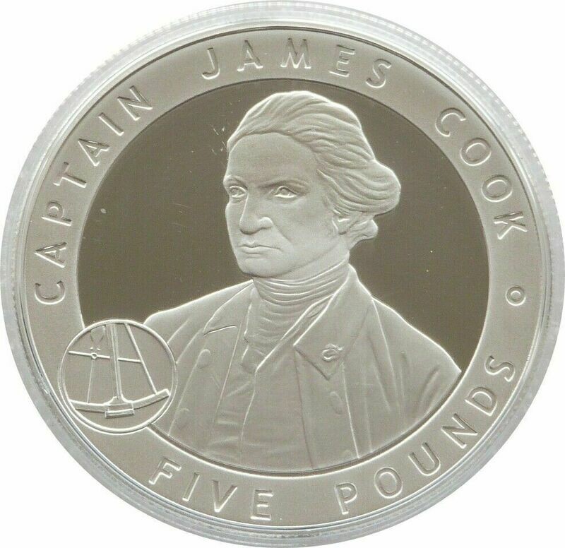 2007 Alderney Great Britons Captain Cook £5 Silver Proof Coin