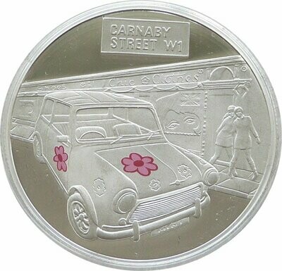 2009 Alderney Mini Motor Car 50th Anniversary Street £5 Silver Proof Coin