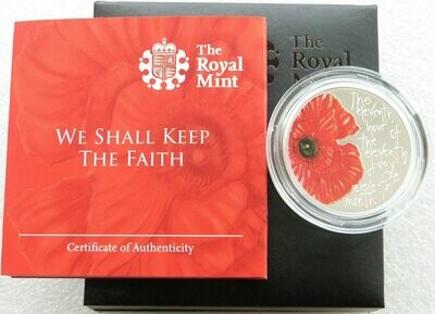 2013 Alderney Remembrance Day Poppy £5 Silver Proof Coin Box Coa