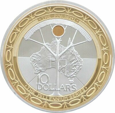 2000 Australia Millennium Present $10 Silver Gold Proof Coin