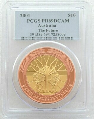 2001 Australia Millennium Future $10 Silver Gold Proof Coin PCGS PR69 DCAM