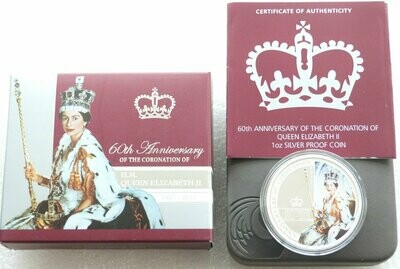 2013 Australia Queens Coronation $1 Silver Proof 1oz Coin Box Coa