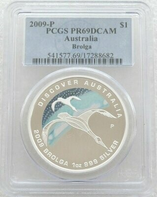 2009 Australia Brolga Colour $1 Silver Proof 1oz Coin PCGS PR69 DCAM