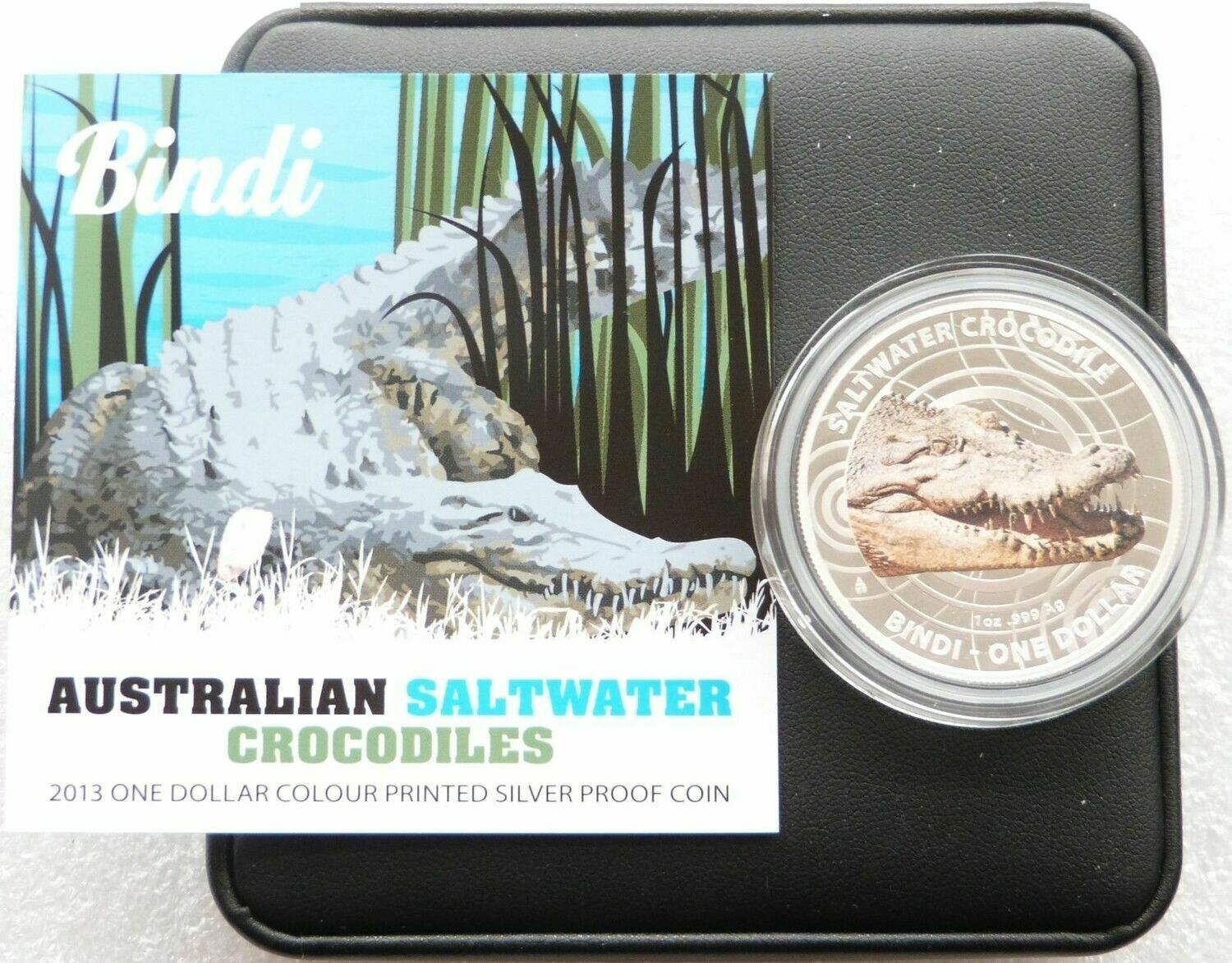 2013 Australia Saltwater Crocodile Bindi $1 Silver Proof 1oz Coin