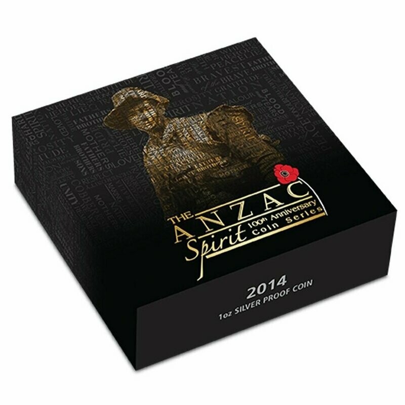 2014 Australia Anzac Spirit Declaration of War $1 Silver Proof 1oz Coin Box Coa