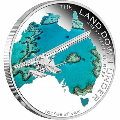 2014 Australia Land Down Under Great Barrier Reef $1 Silver Proof 1oz Coin Box Coa