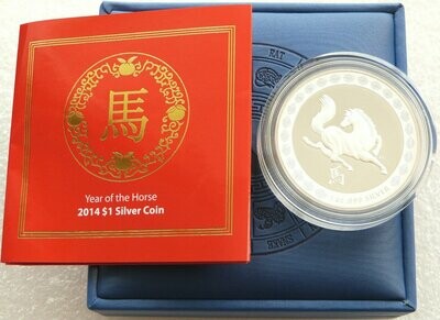 2014 Australia Lunar Horse $1 Silver Proof 1oz Coin Box Coa