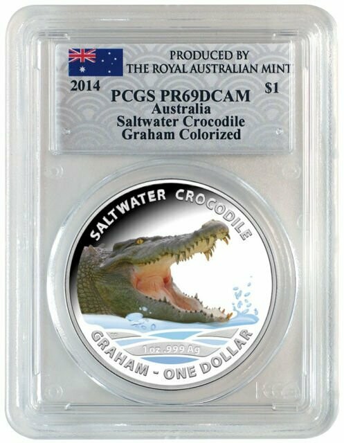 2014 Australia Saltwater Crocodile Graham $1 Silver Proof 1oz Coin PCGS PR69 DCAM