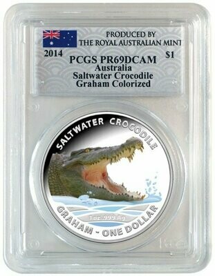 2014 Australia Saltwater Crocodile Graham $1 Silver Proof 1oz Coin PCGS PR69 DCAM