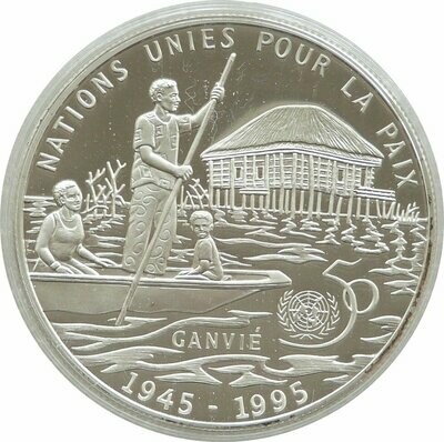 1995 Benin United Nations 6000 Francs Silver Proof Coin