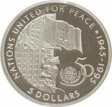 1995 Barbados United Nations $5 Silver Proof Coin