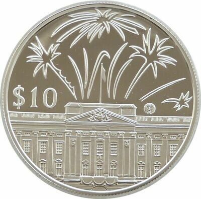 2002 East Caribbean States Golden Jubilee Fireworks $10 Silver Gold Proof Coin