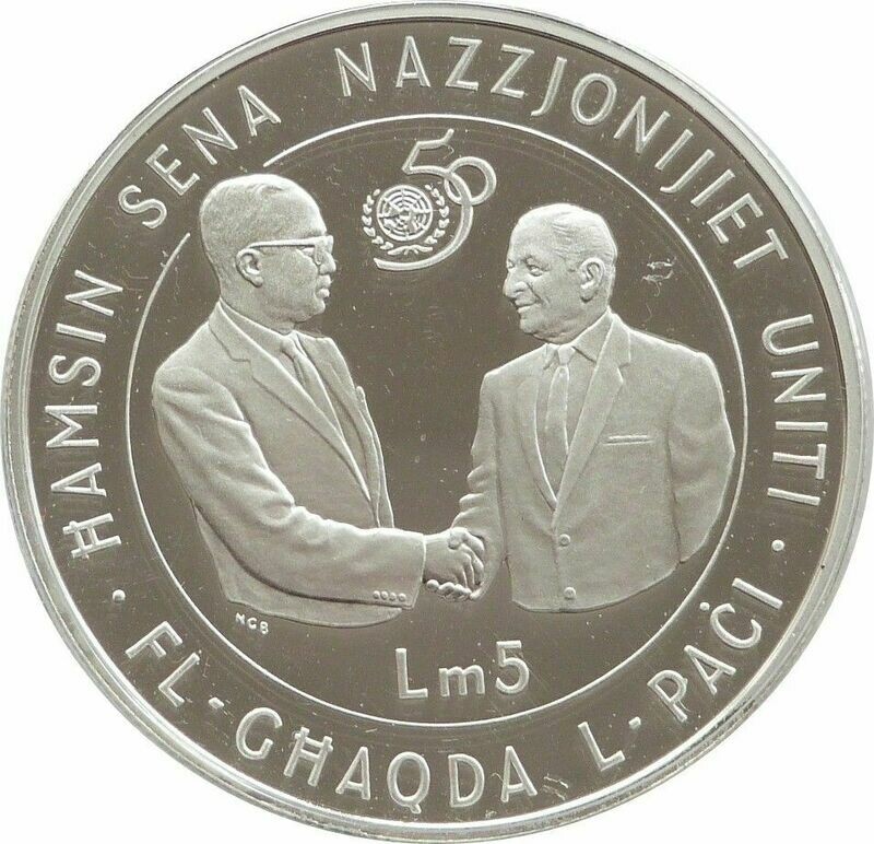 1995 Malta United Nations LM5 Silver Proof Coin