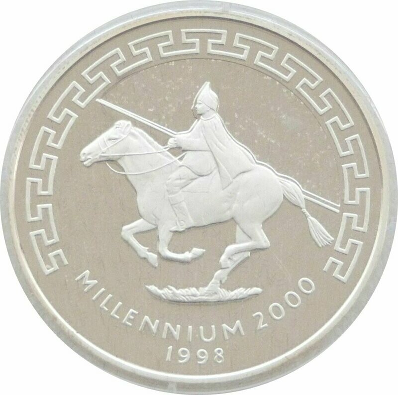 1998 Mongolia Millennium Hologram 500 Tugrik Silver Proof Coin