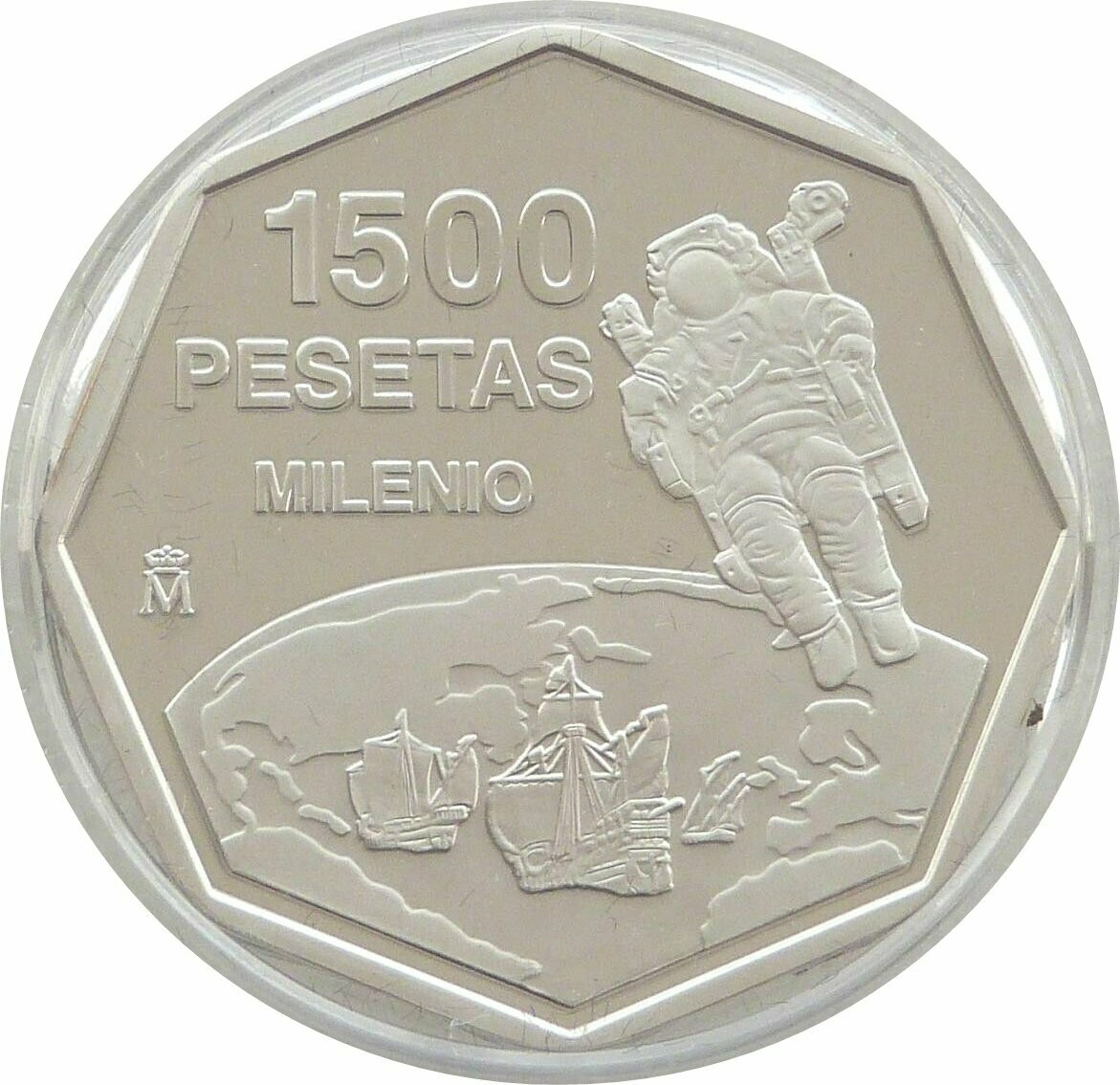 1999 Spain Millennium 1500 Pesetas Silver Proof Coin