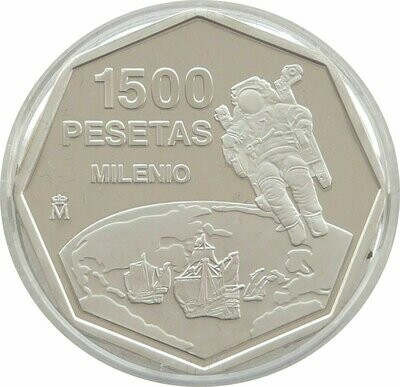 1999 Spain Millennium 1500 Pesetas Silver Proof Coin