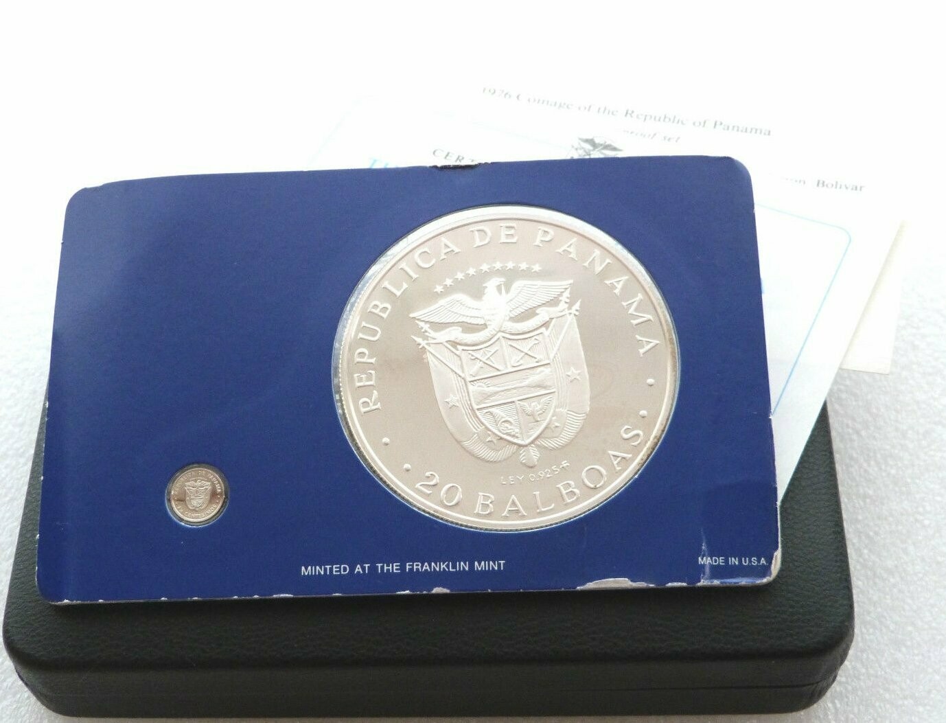 1976 Panama Simon Bolivar 20 Balboa 2.5 Centesimos Silver Proof 2