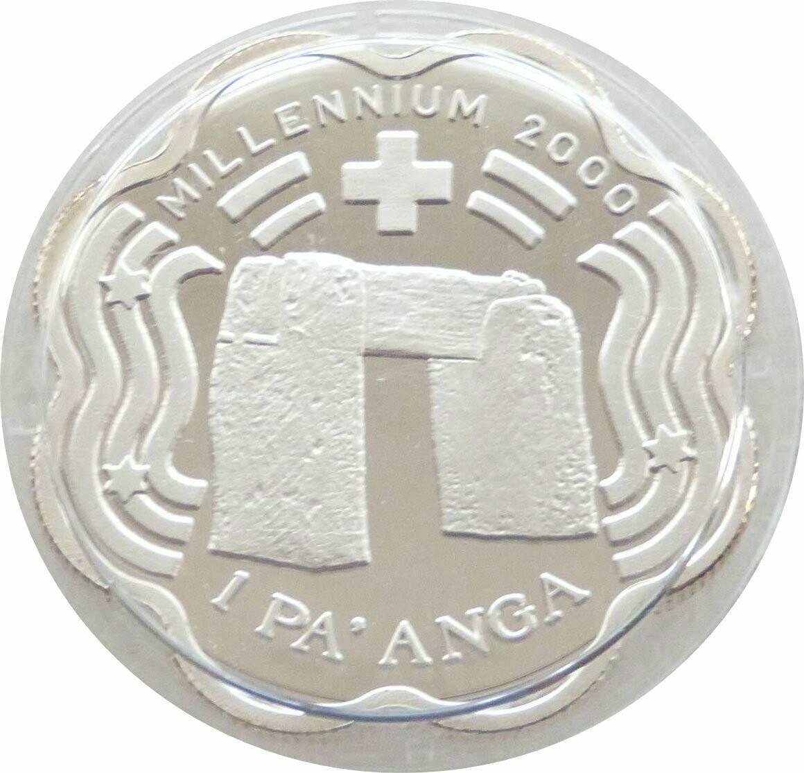 2000 Tonga Millennium Scalloped 1 Pa'anga Silver Proof Coin