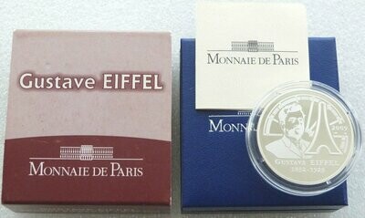 2009 France Gustave Eiffel Piedfort 20 Euro Silver Proof Coin Box Coa