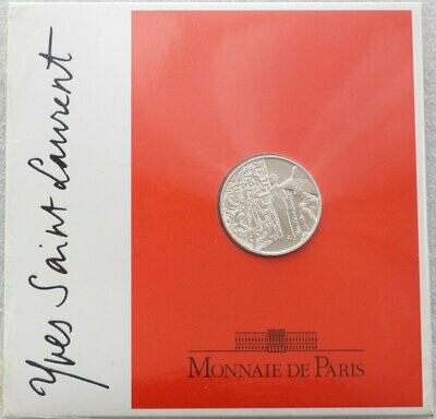2000 France Millennium Yves Saint Laurent 5 Franc Silver Coin