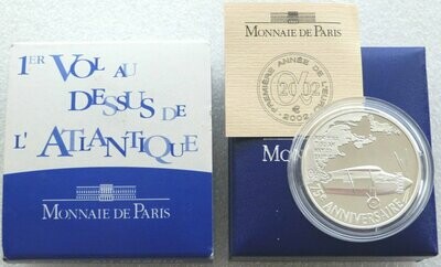 2002 France Lindbergh 75th Anniversary 1.5 Euro Silver Proof Coin Box Coa