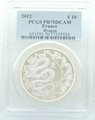2012 France Lunar Dragon 10 Euro Silver Proof Coin PCGS PR70 DCAM
