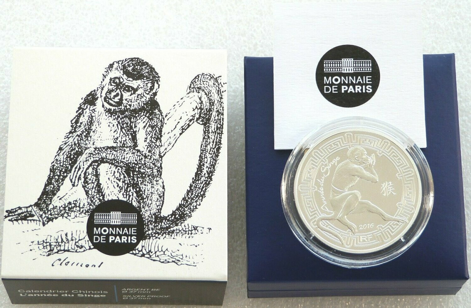 2016 France Lunar Monkey 10 Euro Silver Proof Coin Box Coa