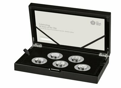 2019 British Culture Piedfort 50p Silver Proof 5 Coin Set Box Coa