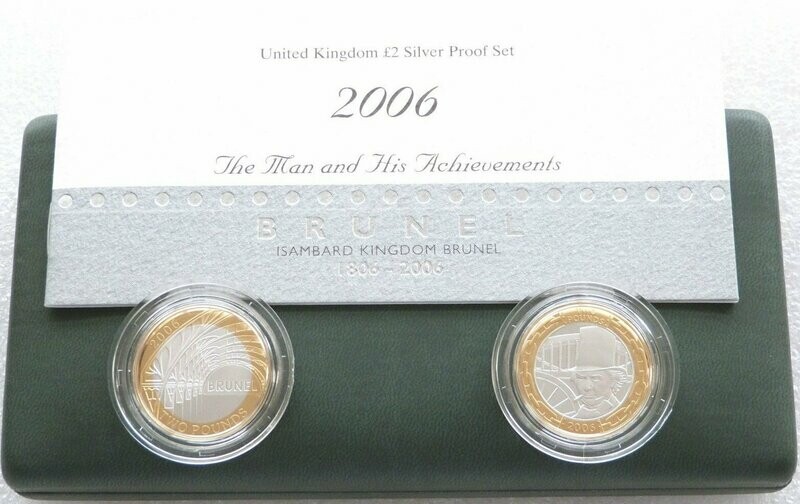 2006 Isambard Brunel £2 Silver Proof 2 Coin Set Box Coa