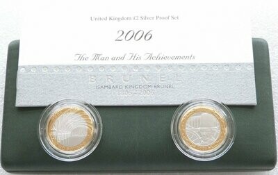 2006 Isambard Brunel £2 Silver Proof 2 Coin Set Box Coa