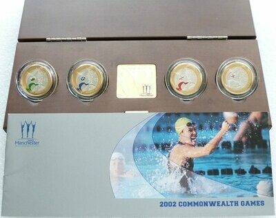 2002 Commonwealth Games Piedfort £2 Silver Proof 4 Coin Set Box Coa