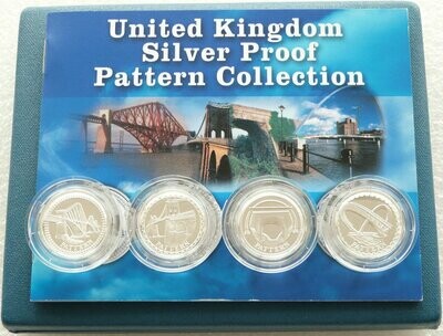2003 United Kingdom Bridges Pattern £1 Silver Proof 4 Coin Set Box Coa