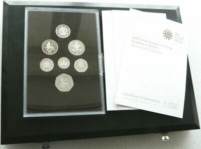 2008 Last of the Old Emblems of Britain Silver Proof 7 Coin Set Box Coa