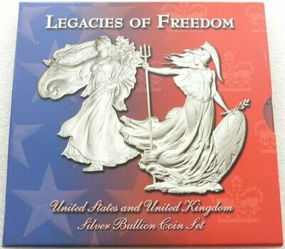 2003 Legacies of Freedom Liberty Eagle Britannia Silver 2 Coin Set