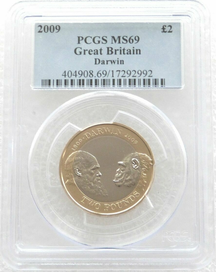 2009 Charles Darwin £2 Brilliant Uncirculated Coin PCGS MS69