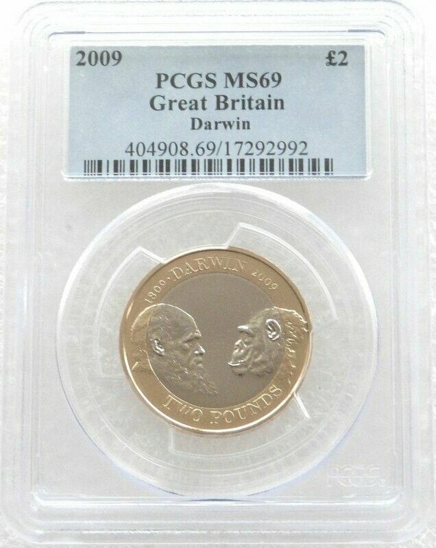 2009 Charles Darwin £2 Brilliant Uncirculated Coin PCGS MS69