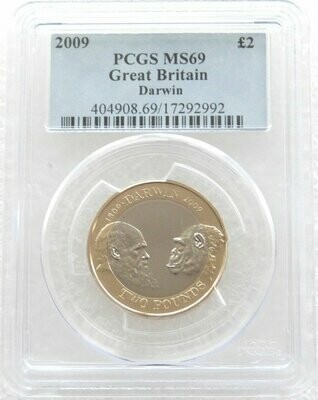 2009 Charles Darwin £2 Brilliant Uncirculated Coin PCGS MS69
