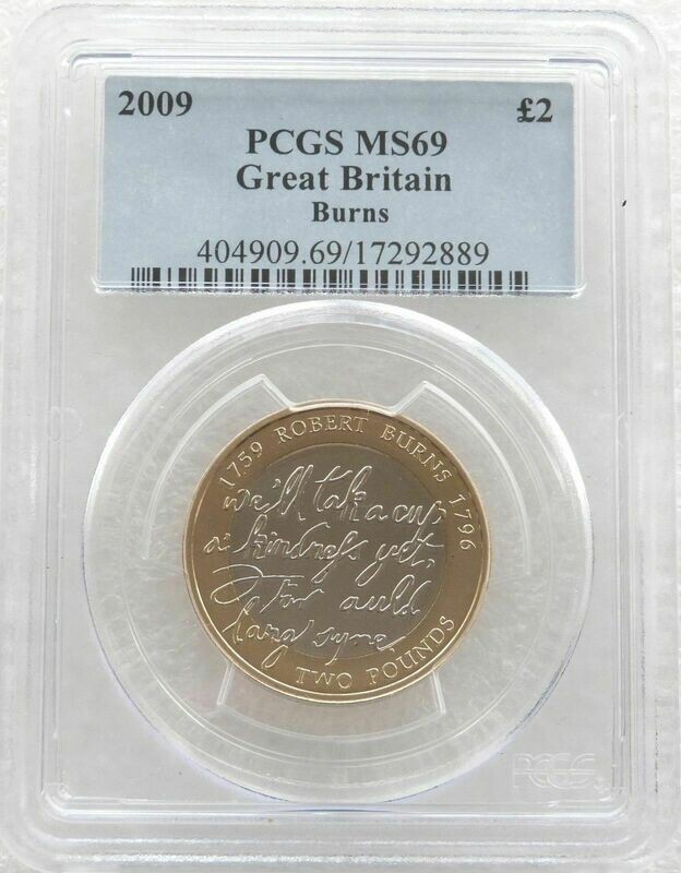 2009 Robert Burns £2 Brilliant Uncirculated Coin PCGS MS69
