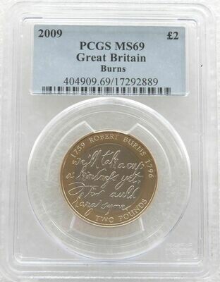 2009 Robert Burns £2 Brilliant Uncirculated Coin PCGS MS69