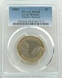 2009 Charles Darwin £2 Brilliant Uncirculated Coin PCGS MS68