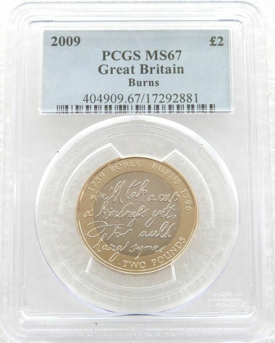 2009 Robert Burns £2 Brilliant Uncirculated Coin PCGS MS67