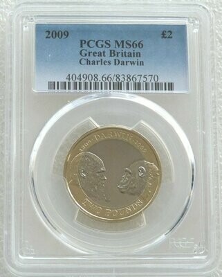 2009 Charles Darwin £2 Brilliant Uncirculated Coin PCGS MS66