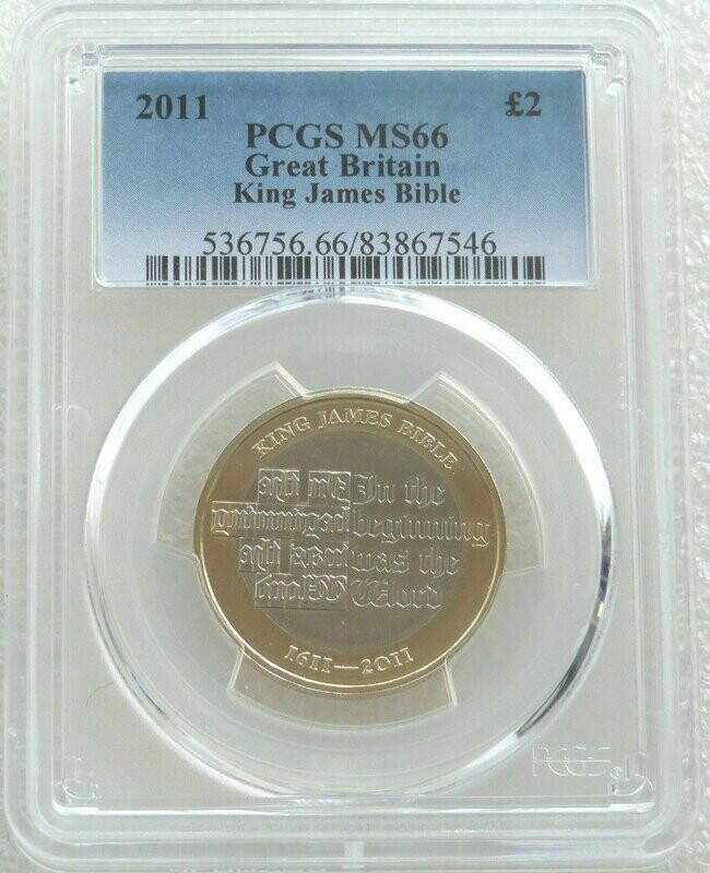 2011 King James Bible £2 Brilliant Uncirculated Coin PCGS MS66