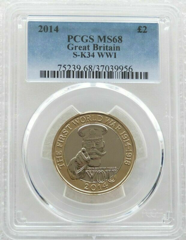 2014 First World War Outbreak Kitchener £2 Brilliant Uncirculated Coin PCGS MS68