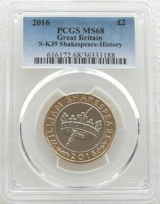 2016 William Shakespeare Histories £2 Brilliant Uncirculated Coin PCGS MS68