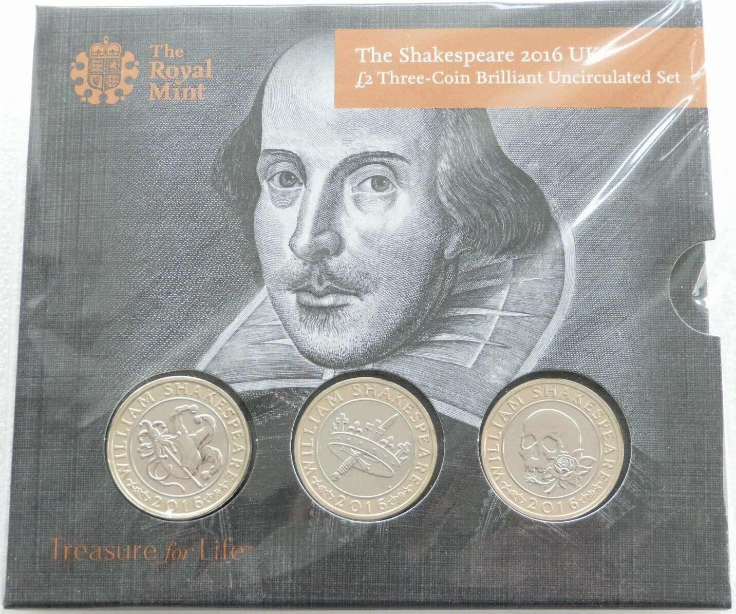 2016 William Shakespeare £2 Brilliant Uncirculated 3 Coin Set Pack Sealed